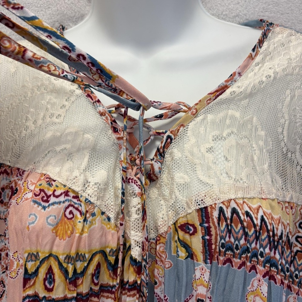 Melissa Paige Boho Tunic Blouse Top Womens Medium M Feminine Paisley Lace Hem - Picture 7 of 10
